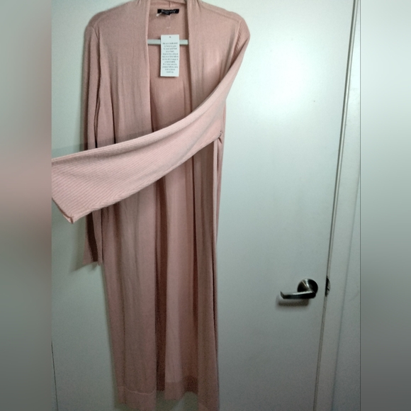 Roaman's (Size L 18/20) Pink Wool Blend LS Open Front Duster Cardigan (NEW-NWT) - Picture 6 of 9
